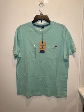 Chubbies The Sea Mist Pocket Graphic T-Shirt Small Aqua Blue Cotton Blend